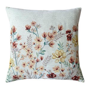 Floral Tapestry Pillow Cover: Rustic Cottagecore Wildflower Cushion