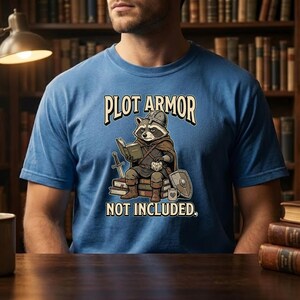 Plot Armor Raccoon Tee, Tabletop RPG Reader Gift, Fantasy Book Lover Comfort Colors