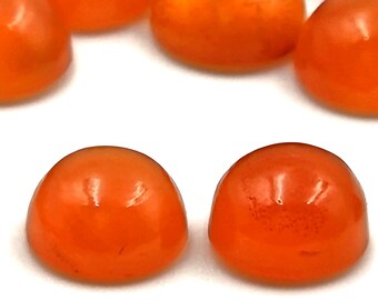 Carnelian 5mm Round Cabochon Pair | AAA Grade | Calibrated | Jewelry-Ready | Vibrant Red | Designer Gemstone Set