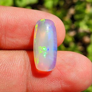 Opal Necklace | 8.6×19 mm Rectangular Cut | 6.2 ct | Adjustable | Handmade Gift for Her