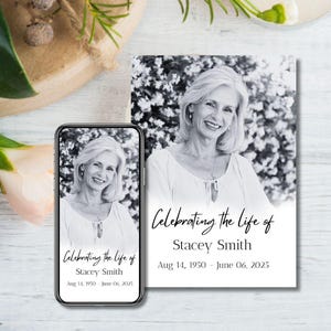 Invito al funerale - Celebrazione della vita - Modello Canva modificabile - Biglietto commemorativo - Invito Evite - Biglietto stampabile - Annuncio di morte