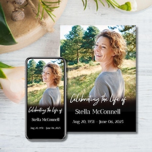 Funeral Invitation - Celebration of Life - Editable Canva Template - Memorial Card - Evite Invitation - Printable Card - Death Announcement