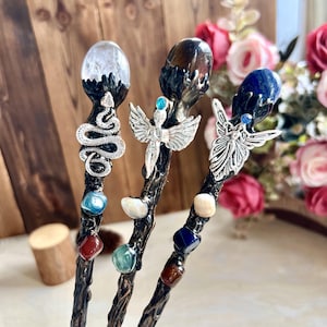 Handmade Crystal Magic Wand, Natural Crystal Quartz Wizard Staff, Witch Wand, Magic Wand for Cosplay, Rituals Tools, Crystal Gifts for Kids