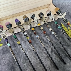 Varita mágica de cristal hecha a mano, bastón de mago de cuarzo natural, varita de bruja, varita mágica para cosplay, herramientas rituales, regalos de cristal para niños.