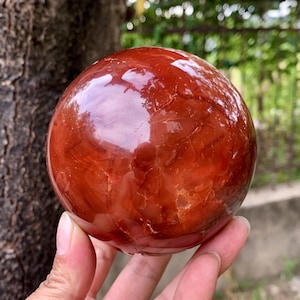 Natural Carnelian Sphere, Hand Polished Agate Crystal Ball, Healing Crystal Sphere Shelf Decor, Carnelian Agate Ball Specimen Crystal Gifts