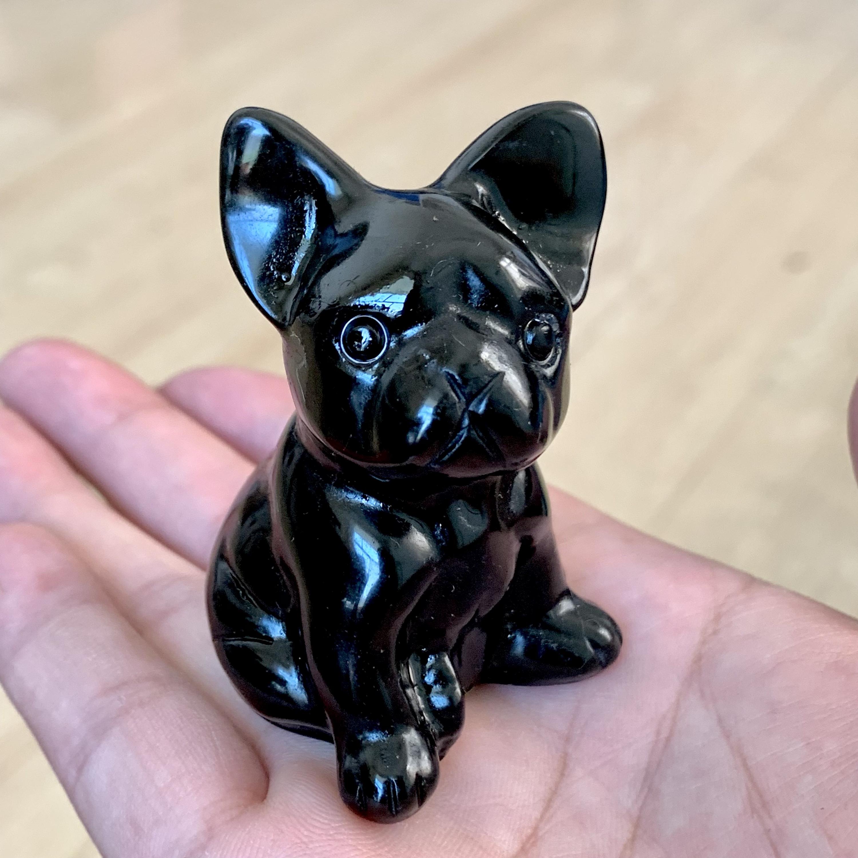 Obsidian Black Dog Figurine - Etsy