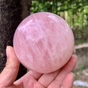 Natural Rose Quartz Sphere, Hand Polished Pink Crystal Ball, Healing Crystal Sphere Meditation Home Decor, Unique Gifts for Crystal Healers