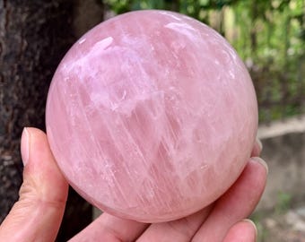 Hand Polished Rose Quartz Sphere, Heart Chakra Healing Crystal