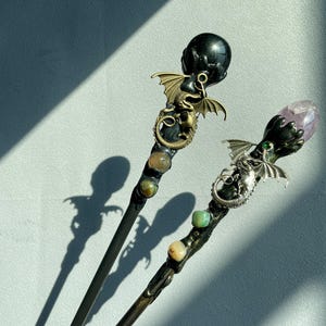 Handmade Crystal Magic Wand, Natural Crystal Quartz Wizard Staff, Witch Wand, Magic Wand for Cosplay, Rituals Tools, Crystal Gifts for Kids