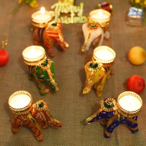 Decorative Elephant Tea Light Candle Holders, Home & Office Decor, Festival, Christmas Gifts.