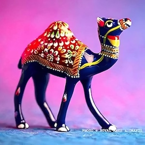 Statuetta decorativa a forma di cammello, realizzata a mano in puro stile Meenakari, decorazione per la casa, utilizzabile anche come articolo da regalo, confezione da 2.