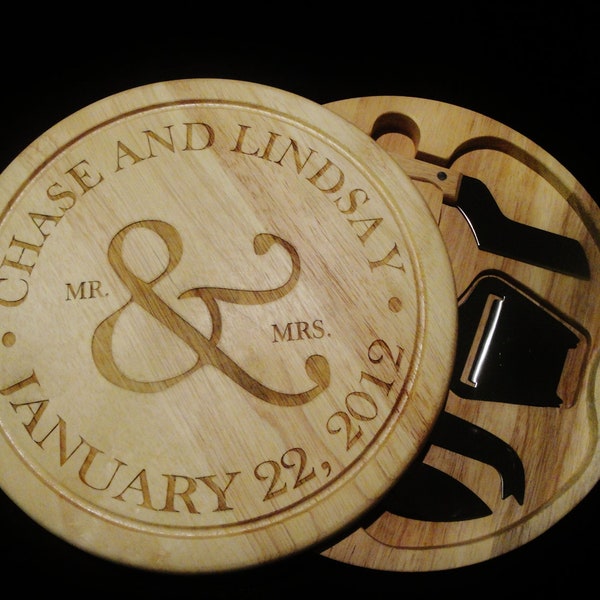 5 piece Personalized Cutting Board/Cheesetray - Custom Engraved  - Monogrammed -  Wedding Gift, Anniversary Gift - Housewarming