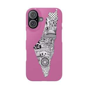 Künstlerische schlanke Telefonhüllen, einzigartige Telefonabdeckungen, anpassbare Geschenke, trendige Accessoires für sie, Kartenkunst Design Pink Palästina