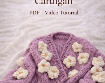 Knit cardigan PDF Pattern .Easy knitting tutorial