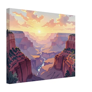 Grand Canyon Watercolor Print: Vintage Southwest Travel Poster Art