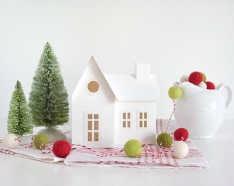 Putz House Christmas DIY Kit - Build + Decorate a Large Christmas Village Paper House - Christmas Mantle Decoration Craft Kit - Farmhouse