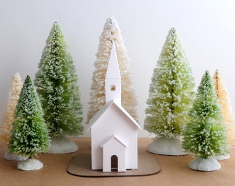 Putz Church Christmas Craft Kit - Putz House Ornament Kit - DIY Christmas Decoration - 5" Tall - Make Your Own Christmas Mantel Decor