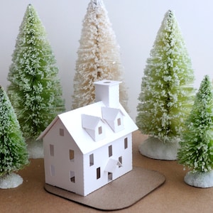 Putz House DIY Christmas Craft Kit Make a Christmas Village House Ornament or Mantle Decor Paper House Christmas Decoration Colonial image 2