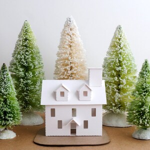 Putz House Christmas Craft Kit Build Decorate Your Own Christmas Village Putz House Kit of 4 Pre-Cut DIY 3.54.75 tall buildings image 6