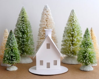 Putz House Christmas Ornament DIY Kit, Chalet A-Frame Paper House Christmas Decoration, DIY Craft Kit, Make Your Own Christmas Mantle Decor