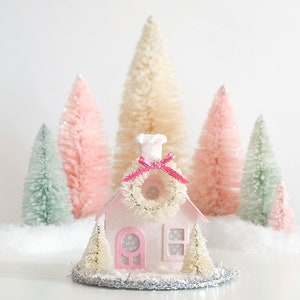 Putz House Ornament DIY Kit, Paper House Christmas Village Decoration, Glitter House Paper Craft Kit, Christmas Mantle Decoration, Cottage image 5