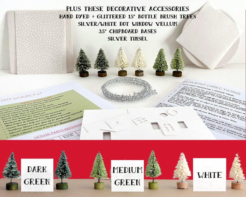 Putz House DIY Christmas Ornament Kit Make a Christmas Village of 4 Paper House Christmas Decorations Christmas Craft Kit & DIY Gift image 4