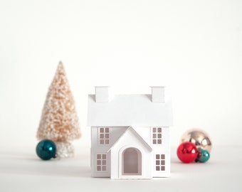 Christmas Village House DIY Craft Kit - Make a 3.5” Putz House Christmas Ornament - Paper House Christmas Decoration, DIY Gift - Cedar Point