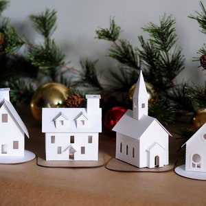 Putz House Ornament DIY Kit, Paper House Christmas Village Decoration, Glitter House Paper Craft Kit, Christmas Mantle Decoration, Cottage image 6