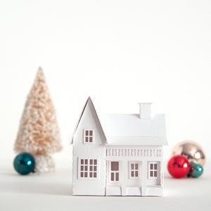 Christmas Village House Kit, Build + Decorate Christmas House Ornament, 3.5" Tall Putz House , 1st Anniversary, Housewarming Gift- Cape Ann