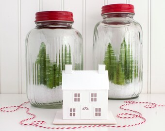 Putz House DIY Christmas Ornament Kit - Build a Christmas Village Paper House - DIY Gift - Christmas Craft Kit - New England Salt Box