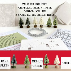 Putz House Ornament DIY Kit, Paper House Christmas Village Decoration, Glitter House Paper Craft Kit, Christmas Mantle Decoration, Cottage image 3