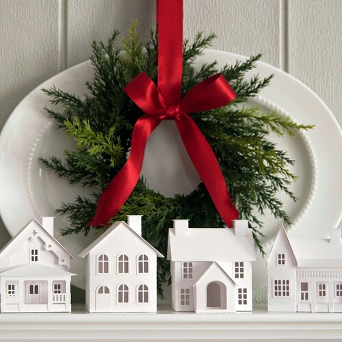DIY Christmas Village Craft Kit 4 Paper Houses to Build Etsy