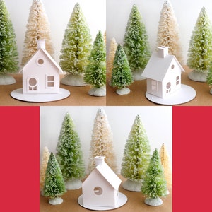 Putz House Ornament DIY Kit, Paper House Christmas Village Decoration, Glitter House Paper Craft Kit, Christmas Mantle Decoration, Cottage image 2