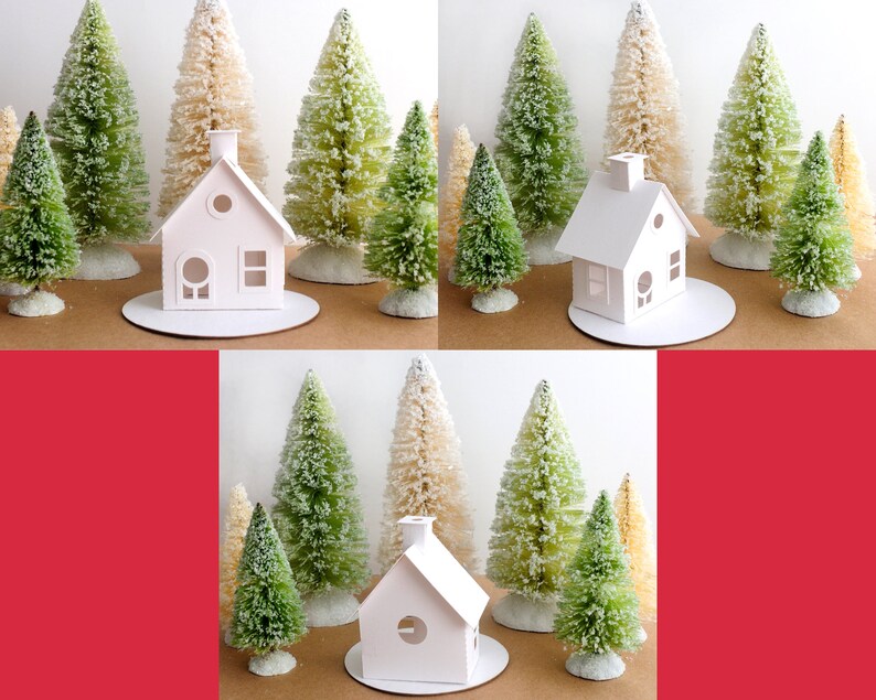 Putz House Ornament DIY Kit, Paper House Christmas Village Decoration, Glitter House Paper Craft Kit, Christmas Mantle Decoration, Cottage image 2