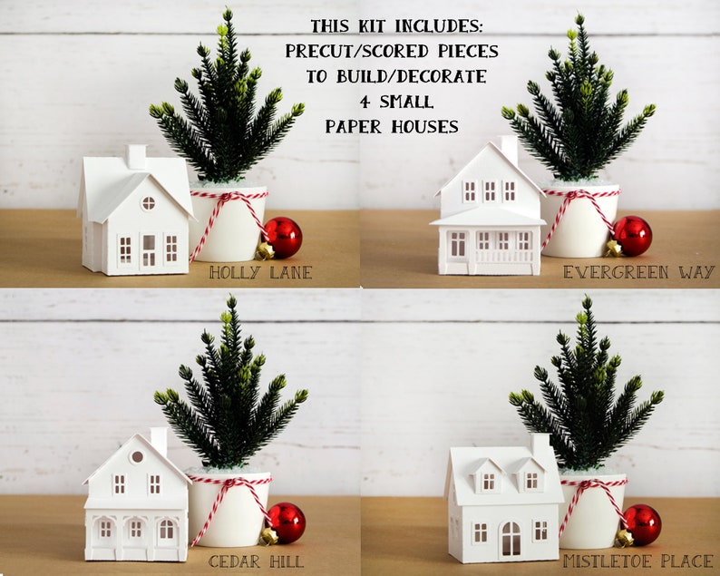 DIY Christmas Village Craft Kit 4 Paper Houses to Build Etsy