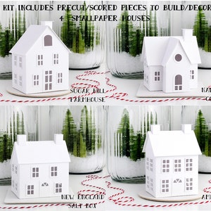 Putz House DIY Christmas Ornament Kit Make a Christmas Village of 4 Paper House Christmas Decorations Christmas Craft Kit & DIY Gift image 3