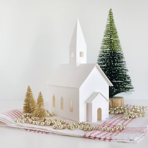 Weihnachtsdorf in Vollgröße Putz Kirche Bastelset - Weihnachtsdekoration