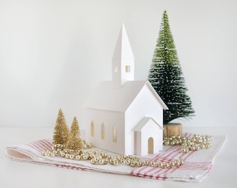 Putz Church Christmas Craft Kit - Full Size Putz House Kit - Christmas Village Decoration