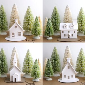 Putz House Christmas Craft Kit Build Decorate Your Own Christmas Village Putz House Kit of 4 Pre-Cut DIY 3.54.75 tall buildings image 4