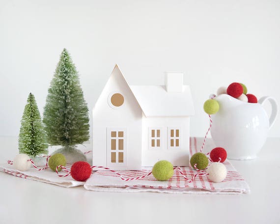 Putz House Kit Christmas Mantle Decor Glitter House Christmas Decoration Paper Craft Kit Farmhouse Christmas Decor Large Paper House Diy Kit