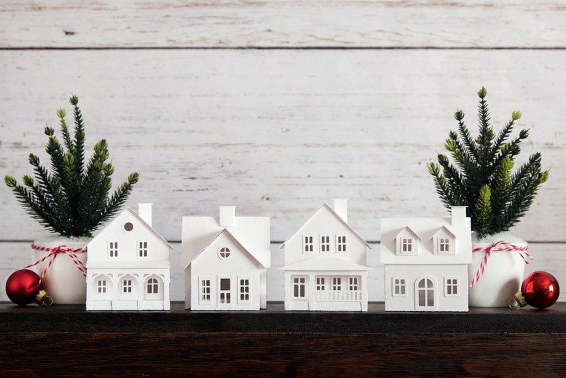DIY Christmas Village Craft Kit 4 Paper Houses to Build Etsy
