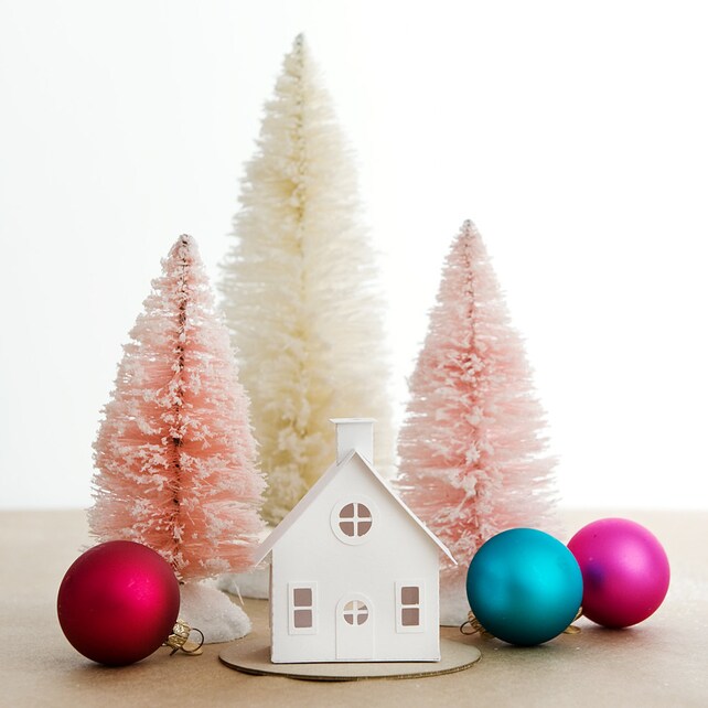 putz house diy ornament kit bungalow glitter house christmas etsy christmas craft ornament kits