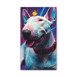 Vibrant Dog Canvas Art, Colorful Bull Terrier Wall Decor, Dog Lover Gift, Pet Art Print, Home Decor for Animal Enthusiasts