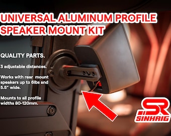 SIM Racing FRONT Speaker Mounts (one pair): Universal Aluminum Profile Wing for Logitech/Klipsch/Chroma/SteelSeries