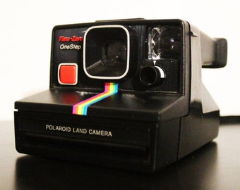 Vintage Polaroid Time Zero Onestep One Step SX-70 Camera Rainbow Black Film