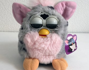 Vintage Pink Gray Furby 1990s Tested and Works with Tags by Tiger Original Grey 90s 1998