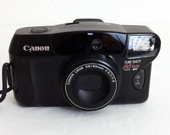 Vintage Canon Sure Shot Tele 80 35mm Point and Shoot Film Camera Tested Works Sureshot Similar to TeleMax