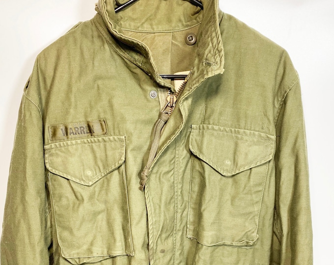 Vintage Army Green Field Jacket Mens Full Zip Coat Bomber Etsy