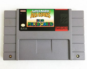 Vintage SNES Super Mario All-Stars + Super Mario World Super Nintendo Video Game Tested Excellent Very Clean SNES Complete