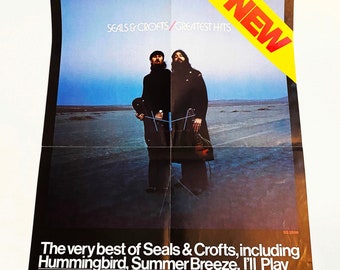 Vintage 1975 Seals & Crofts Greatest Hits Poster Promotional Promo Record Store 70s